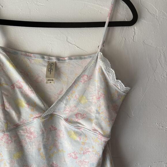 Jessica Simpson Tank Top Y2k XL Pink Yellow Floral Lace Trim Camisole‎ - Picture 2 of 8